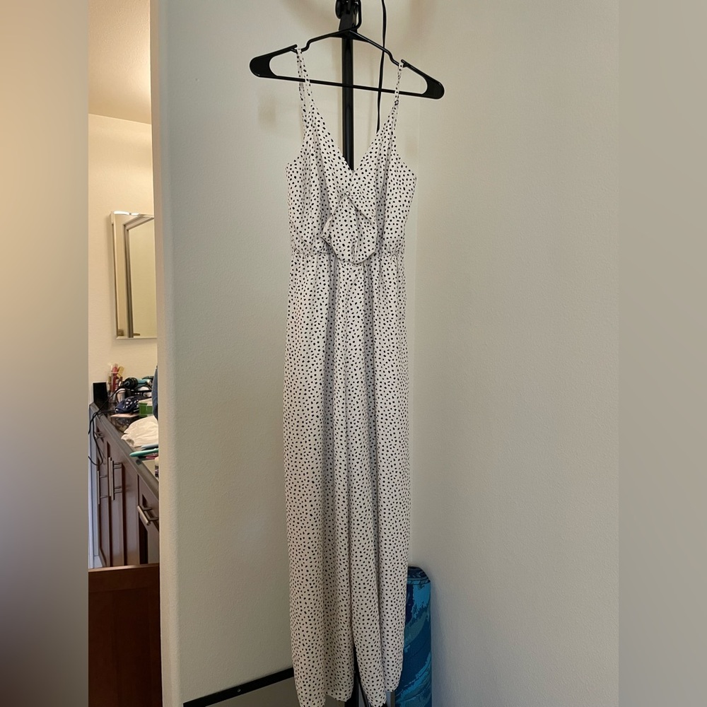 White black polka dot jumpsuit
